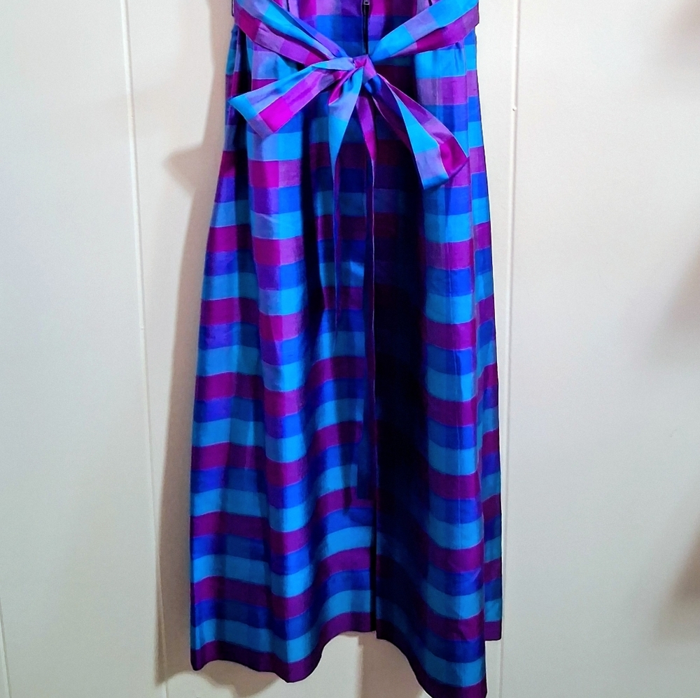 Vibrant Plaid 100% Silk Taylored Dress Size 12 Star Of Siam - Picture 3 of 16